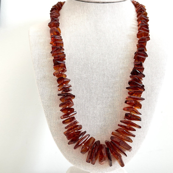 Vintage Natural Baltic Amber Graduated Long Beaded Chunky Hand Knotted Necklace - Picture 2 of 16
